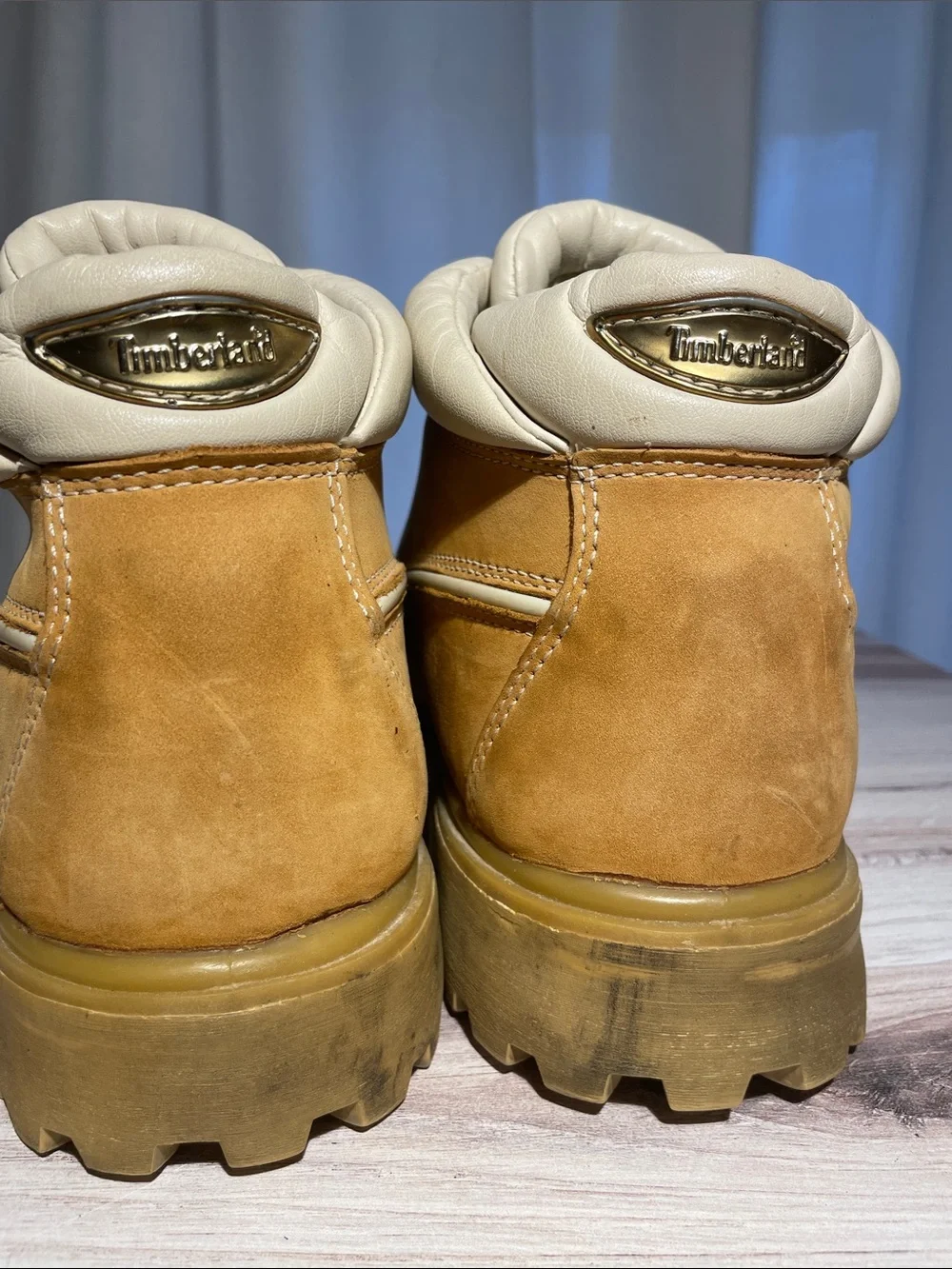 Timberland Wheat Nubuck Ankle Work Boots with Cream Collar
